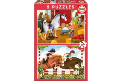 puzzle educa horses 2x48 piese 17150 1