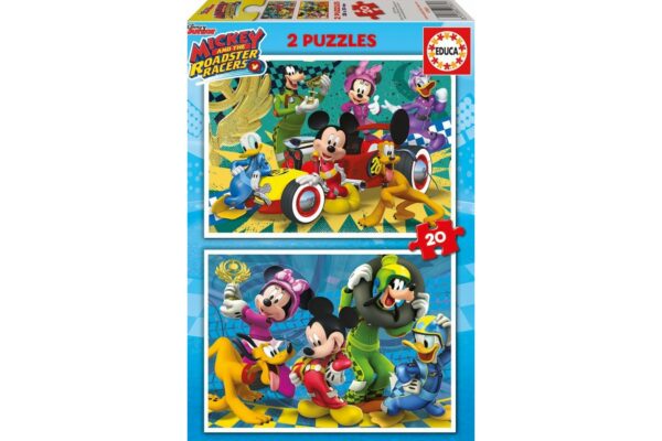 puzzle educa mickey and the roadster racers 2x20 piese 17631 1