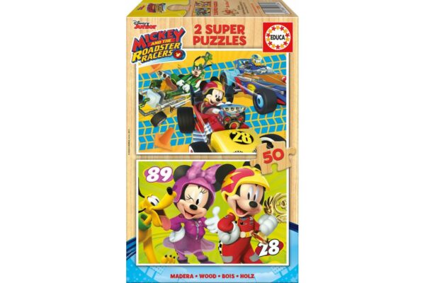 puzzle educa mickey and the roadster racers 2x50 piese 17236 1