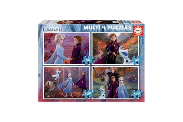 puzzle educa multi 4 frozen 2 50 80 100 150 piese 18640 2