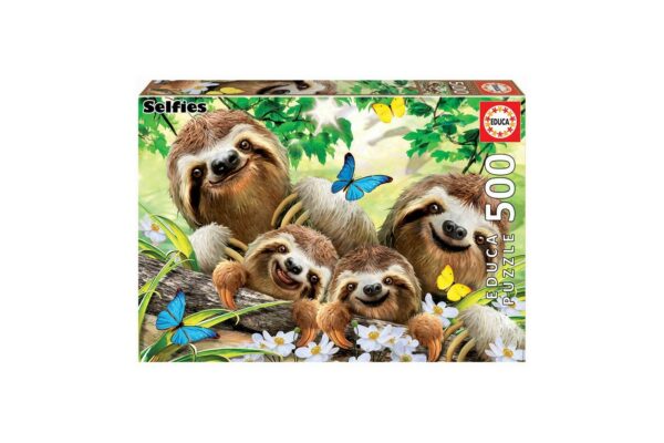 puzzle educa sloth family selfie 500 piese include lipici 18450 1