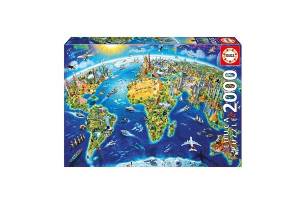 puzzle educa world landmarks globe adrian chesterman 2000 piese include lipici puzzle 17129 1