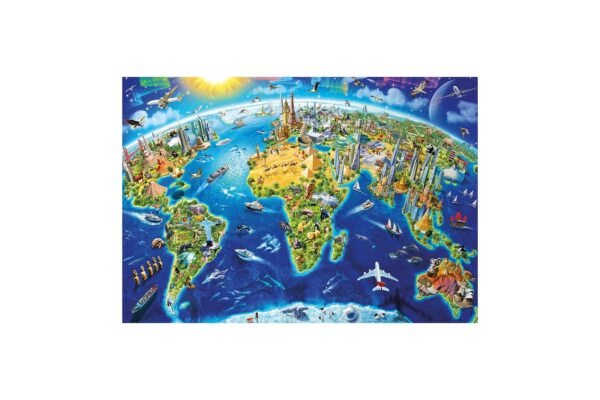 puzzle educa world landmarks globe adrian chesterman 2000 piese include lipici puzzle 17129
