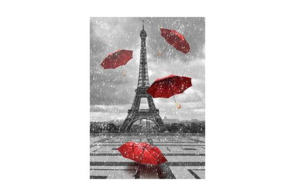 Puzzle Gold Puzzle - Eiffel Tower with Flying Umbrellas, 1.000 piese alb-negru (Gold-Puzzle-61383)