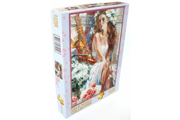 puzzle gold puzzle girl with peaches and saxophone 1500 piese gold puzzle 61079 1