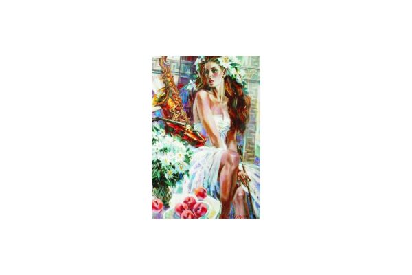 puzzle gold puzzle girl with peaches and saxophone 1500 piese gold puzzle 61079