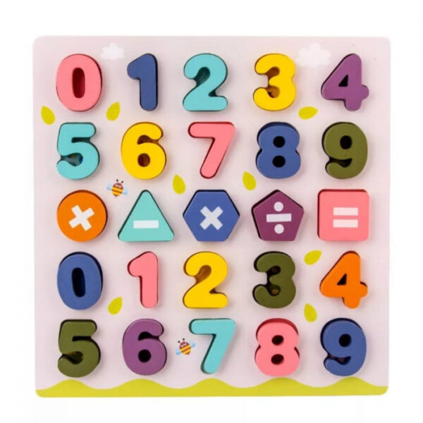 Puzzle din lemn cu cifre si operatii matematice