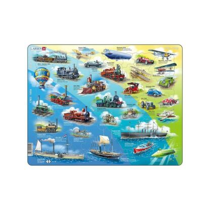 puzzle maxi cu mijloace de transport istorice orientare tip vedere 54 de piese larsen