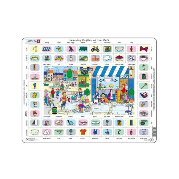 Puzzle maxi Hai sa invatam engleza la restaurant, orientare tip vedere, 70 de piese, Larsen