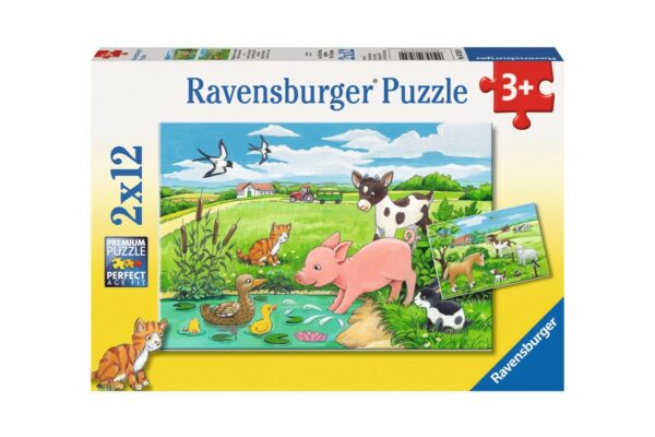 Puzzle Ravensburger - Animale La Ferma, 2x12 piese (07582) - imagine 2