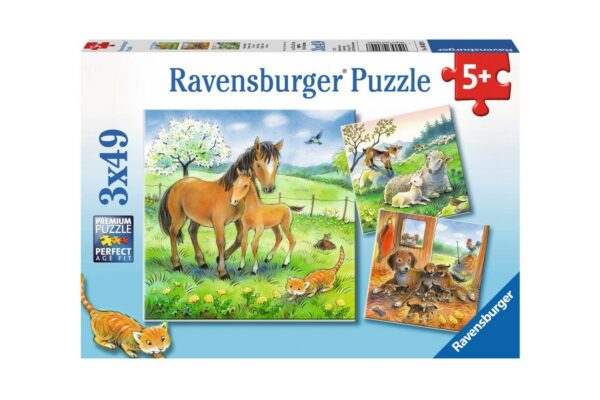 puzzle ravensburger animale si pui 3x49 piese 08029 1