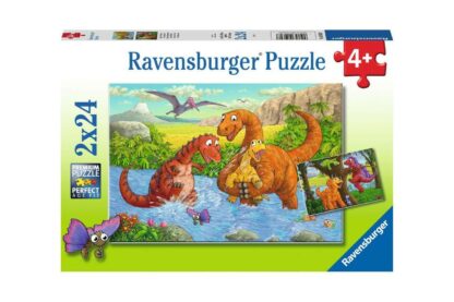 puzzle ravensburger dinozauri la rau 2x24 piese 05030 1