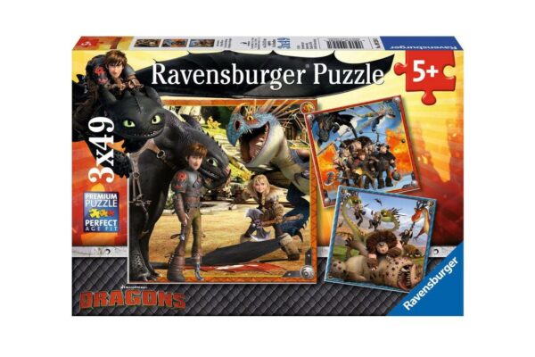 puzzle ravensburger dragons 3x49 piese 09258 1