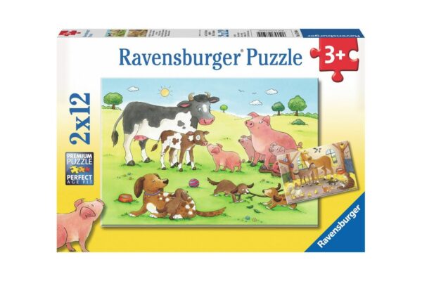 puzzle ravensburger familii animale 2x12 piese 07590 1