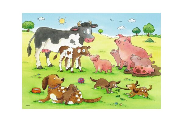 puzzle ravensburger familii animale 2x12 piese 07590 2