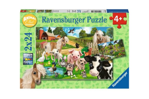 puzzle ravensburger farm animals 2x24 piese 07830 1