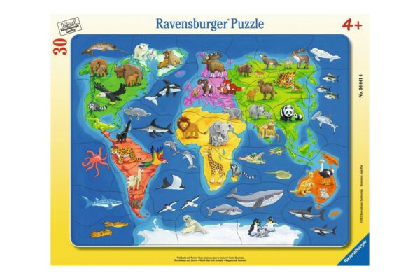 puzzle ravensburger harta lumii cu animale 30 piese 1