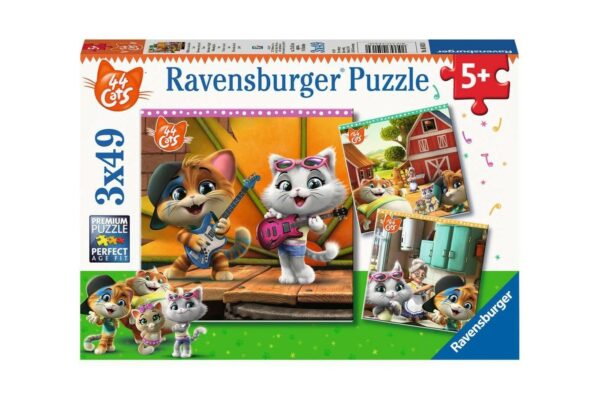 puzzle ravensburger lumea celor 44 de pisici 3x49 piese 05013 1
