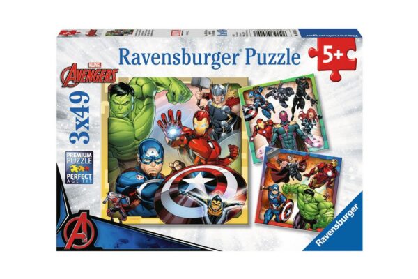 puzzle ravensburger marvel avengers 3x49 piese 08040 1