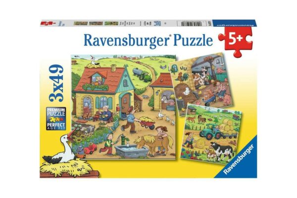 puzzle ravensburger munca la ferma 3x49 piese 05078 1