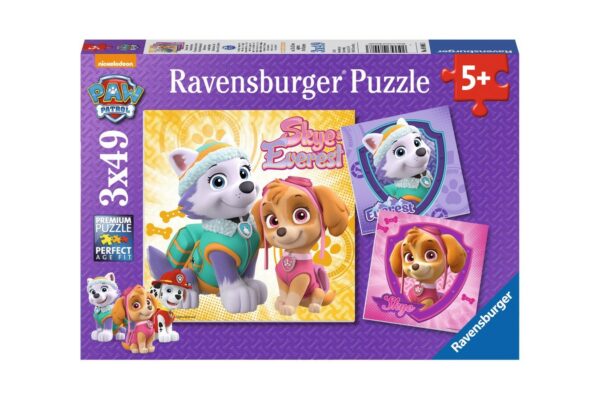 puzzle ravensburger patrula catelusilor 3x49 piese 08008 1