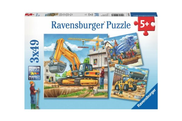 puzzle ravensburger vehicule de constructie 3x49 piese 1