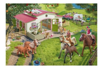 puzzle schmidt calarit la tara 100 piese include 2 figurine schleich 56190