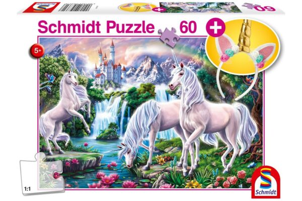 puzzle schmidt magnificent unicorns 60 piese contine bentita 56331 1