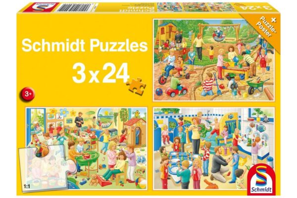 puzzle schmidt o zi la gradinita 3x24 piese include 1 poster 56201 1