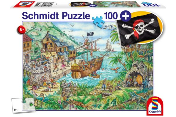 puzzle schmidt pirate cove 100 piese contine steag pirat 56330 1