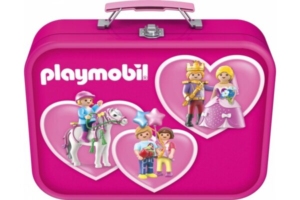 puzzle schmidt playmobil pink 2x60 2x100 piese cutie metalica 56498 2
