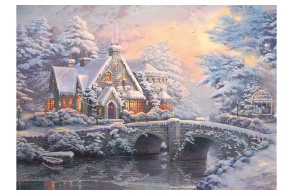 puzzle schmidt thomas kinkade conac in lumina serii iarna la conac 2x1000 piese 59468 2