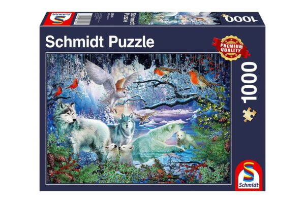 puzzle schmidt wolves in a winter forest 1000 piese 58349 1