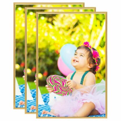 Rame foto colaj pentru perete 3 buc. auriu 42x59,4 cm MDF