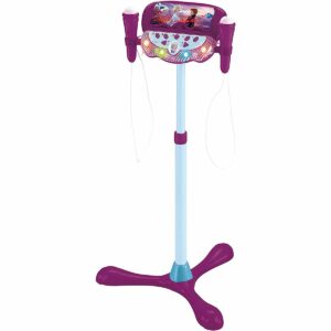 Set pentru karaoke, Stativ ajustabil cu doua microfoane, lumini sunete Lexibook Disney Frozen 2