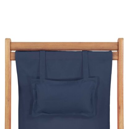 scaun de plaja pliabil albastru textil i cadru din lemn 6