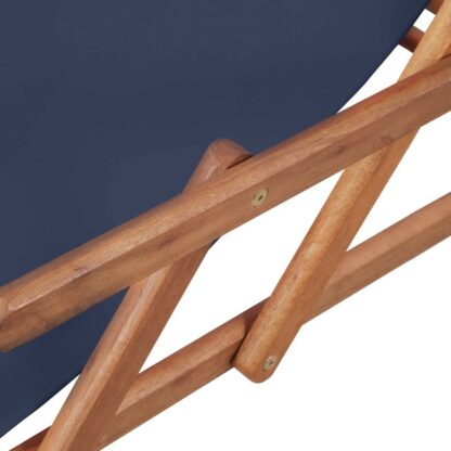 scaun de plaja pliabil albastru textil i cadru din lemn 7