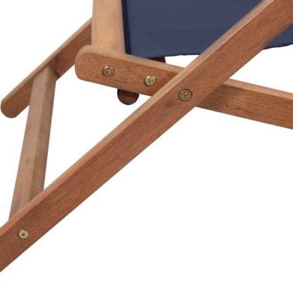 scaun de plaja pliabil albastru textil i cadru din lemn 8