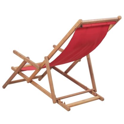 scaun de plaja pliabil rou textil i cadru din lemn 2