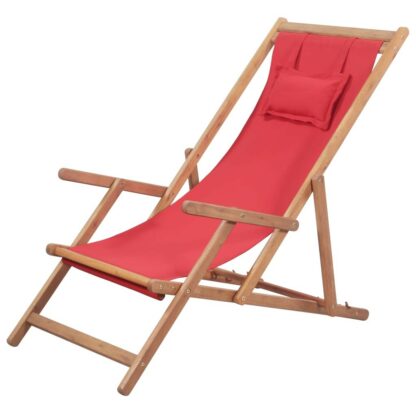 scaun de plaja pliabil rou textil i cadru din lemn