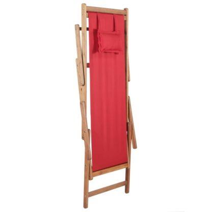 scaun de plaja pliabil rou textil i cadru din lemn 5