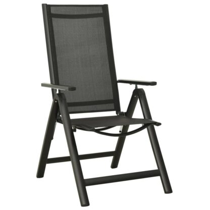 scaune de gradina pliante 2 buc negru textilenaaluminiu 1