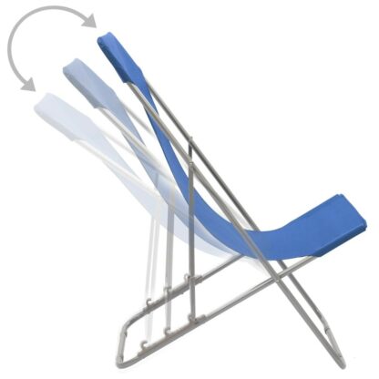 scaune de plaja pliabile 2 buc albastru oel esatura oxford 4