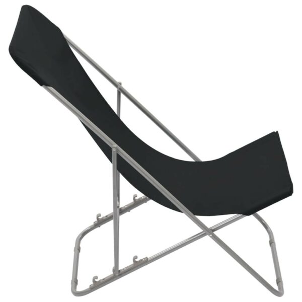 Scaune de plaja pliabile, 2 buc., negru, otel & tesatura oxford - imagine 4