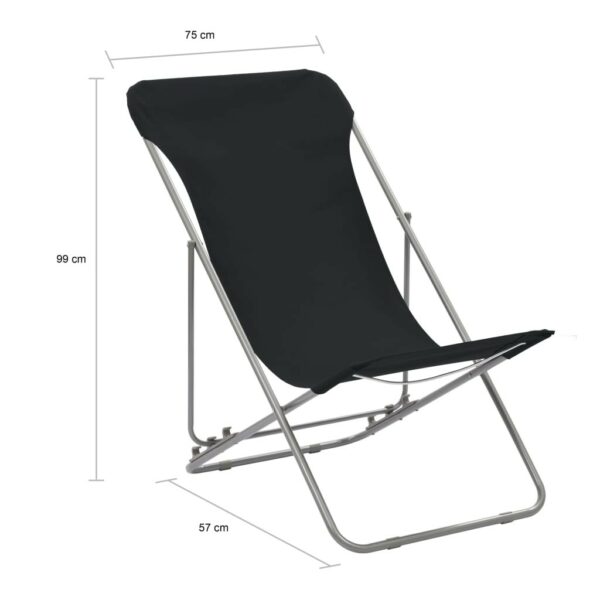 Scaune de plaja pliabile, 2 buc., negru, otel & tesatura oxford - imagine 10
