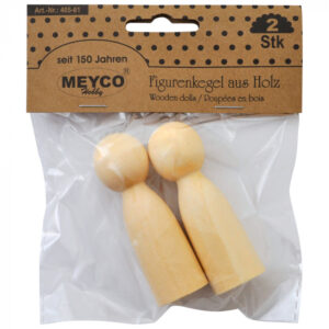 Set 2 papusi figurine lemn natur, 7.5 cm