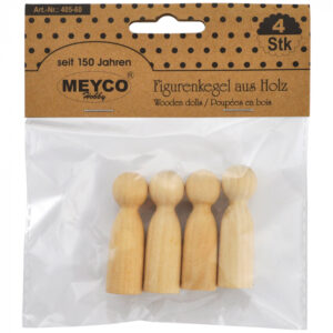 Set 4 papusi figurine lemn natur, 5 cm