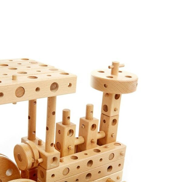 Set constructie mecanica din lemn Pony 02, 184 piese, Pony - imagine 7