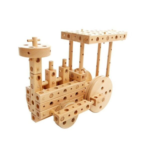 Set constructie mecanica din lemn Pony 02, 184 piese, Pony - imagine 8