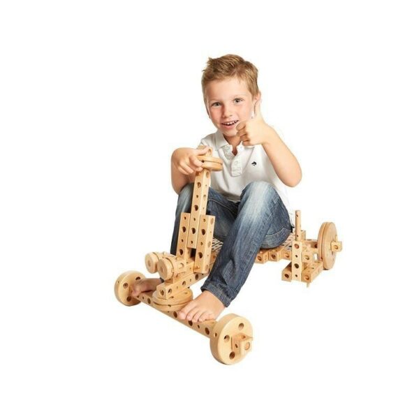 Set constructie mecanica din lemn Pony 02, 184 piese, Pony - imagine 9